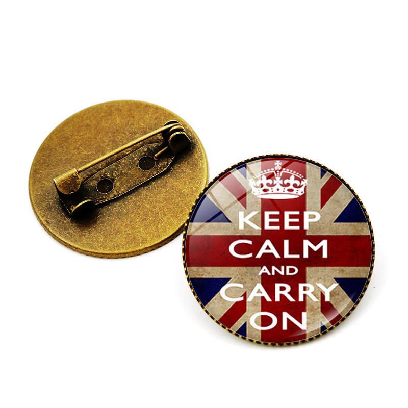 新款keep calm and carry on胸针男女百搭时光宝石衣服包包别针徽