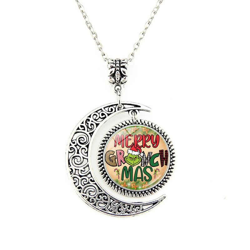 新款亚马逊绿毛怪格林奇项链卡通动漫圣诞怪杰Grinch吊坠圣诞节饰