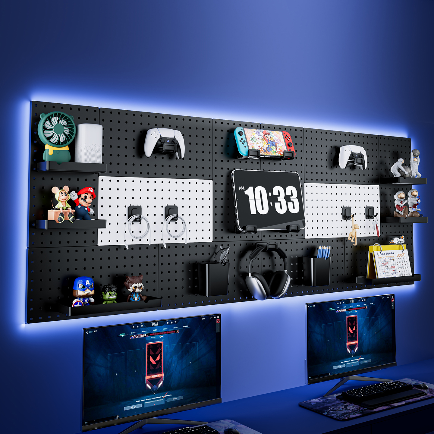 壁虎漫步洞洞板免打孔置物展示架