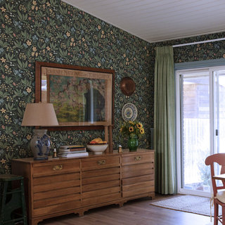 美式田园壁纸壁布2022新款客厅卧室电视背景墙复古墨绿色碎花墙纸