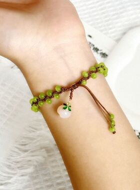 女朋友自制提手小青简约绳包材料