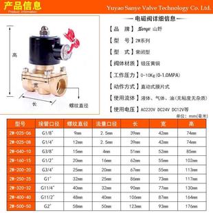 2W系列高温电磁阀120度常闭型水阀气阀铜阀分4分6分1寸AC220V24V