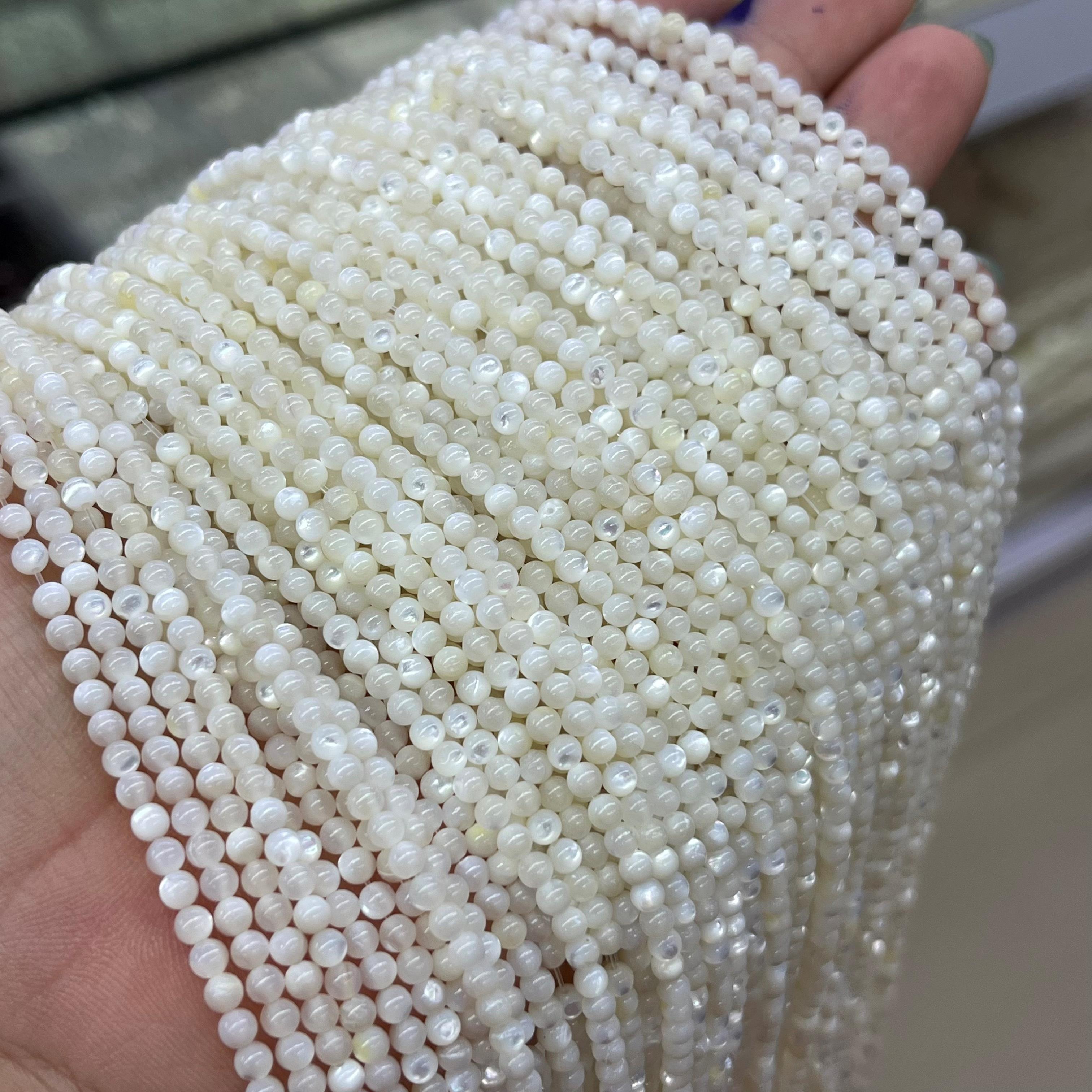 天然深海珍珠母贝白蝶贝散珠圆珠Diy饰品手工串珠手链半成品