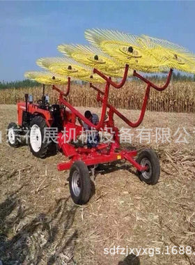 四轮牵引牧草收集机 稻麦秸秆搂草机 圆盘多功能搂草机收割机