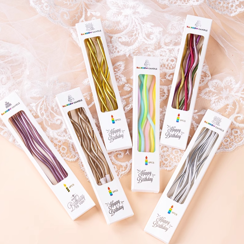 生日蜡烛网红款派对螺旋麻花仙女镀金生日蛋糕曲线不规则装饰插件