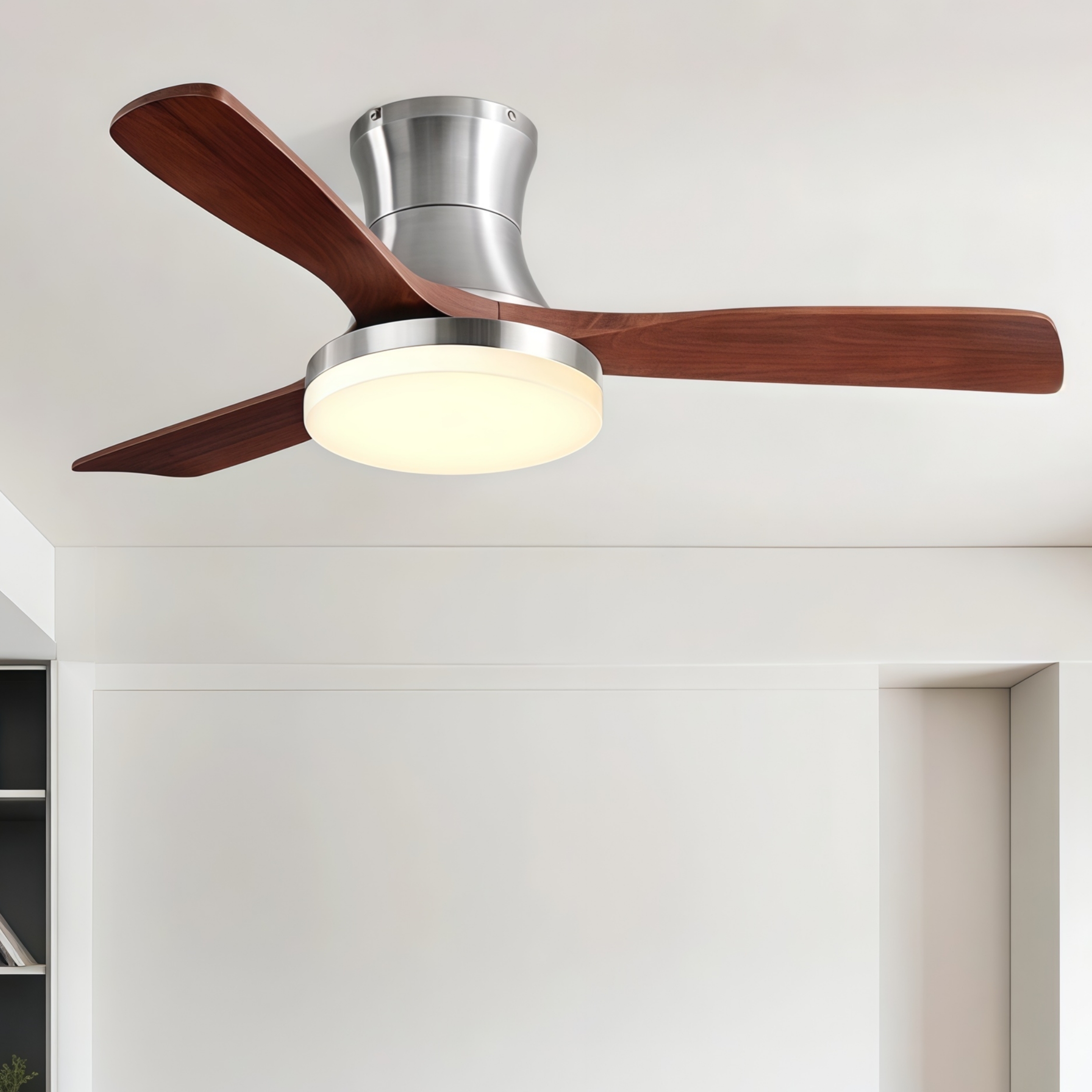 全光谱高端实木吸顶吊扇灯客厅餐厅卧室新款风扇灯中古风吊扇灯具