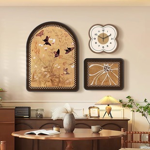 中古风餐厅装饰画挂画客厅轻奢高级感现代简约法式复古餐桌画