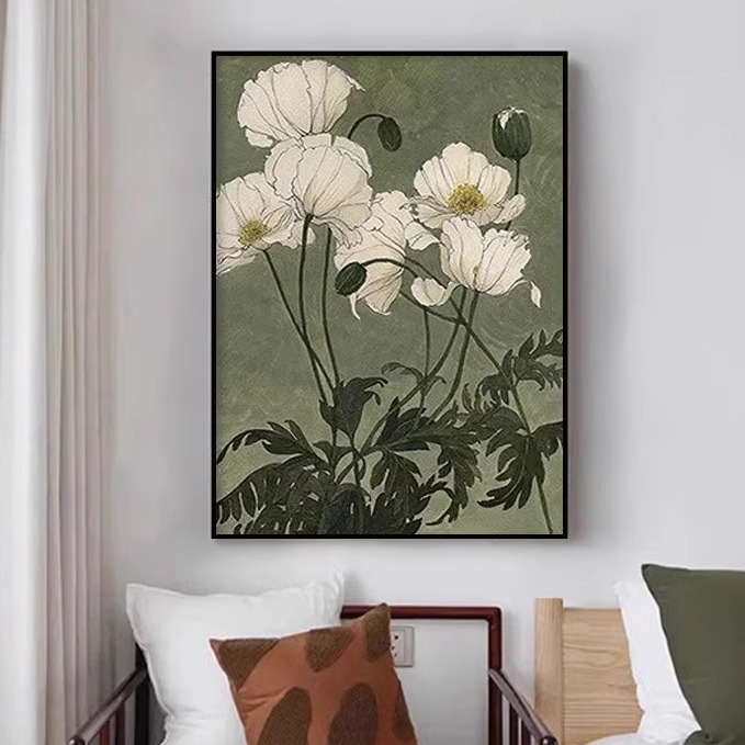 城南花开法式中古风花卉高级感玄关柜摆画走廊客厅卧室床头装饰画