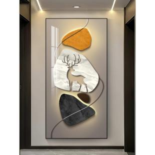 饰画现代简约风入户正对门轻奢大气走廊过道挂画 福运双收玄关画装
