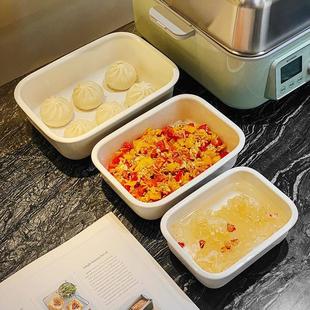 微波炉烤箱专用餐具蒸菜盘烤盘 陶瓷蒸碗带盖家用釉下彩蒸碗日式