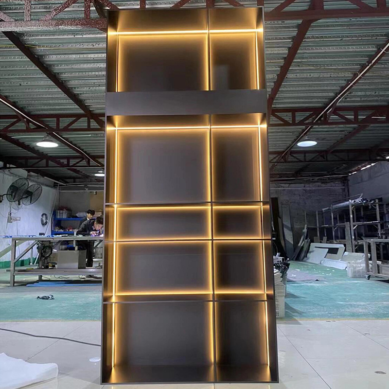 高端不锈钢展示柜金属柜酒柜带灯奢侈品装饰柜手办柜子电视餐边柜