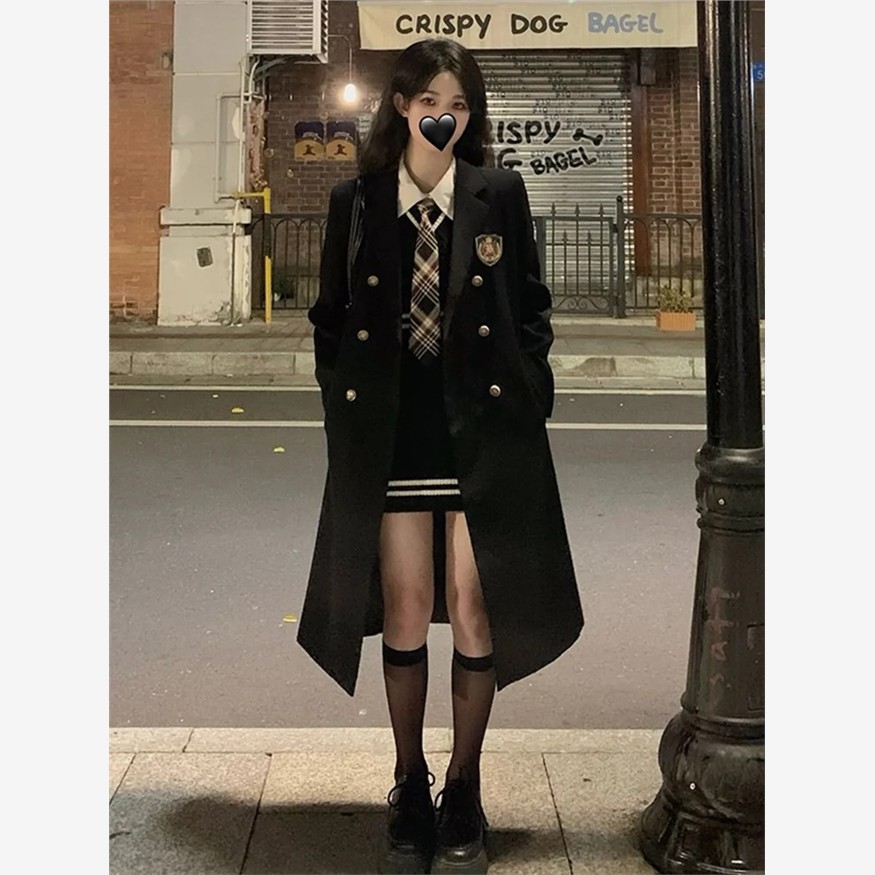 反季特价黑色呢子大衣女