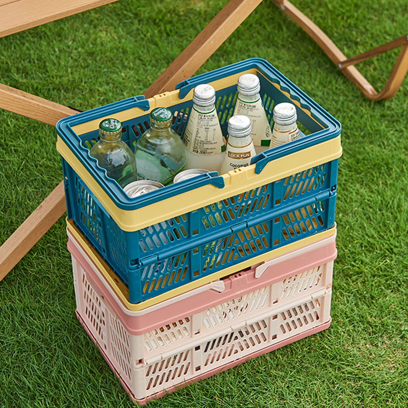 可折叠野餐篮超市购物篮菜买菜篮子大号春游手提篮便携日式买菜蓝