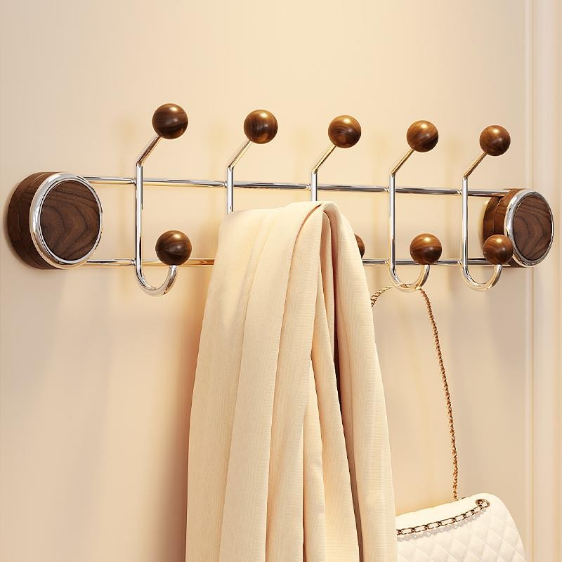 免打孔胡桃色浴室壁挂置物架