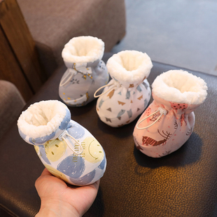 婴儿棉鞋 袜防掉保暖绒满月3 1岁宝宝软底鞋 加厚秋冬护脚套0