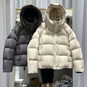 2025冬新款 泡芙羽绒服女短款 加厚云感宽松90白鸭绒连帽面包服外套