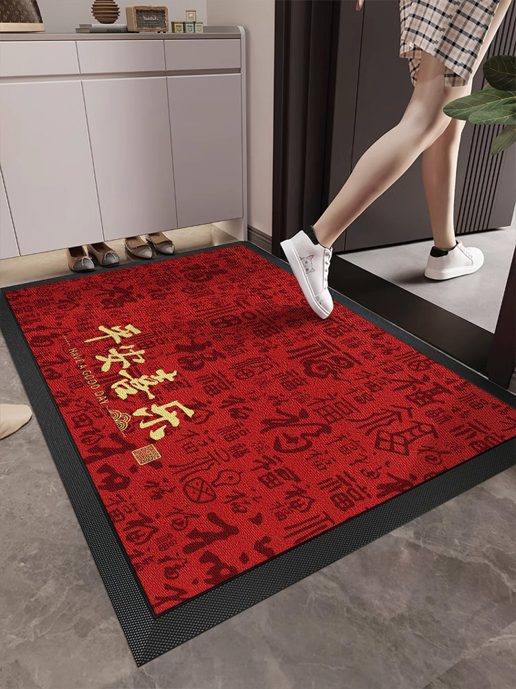 红色高级室内入户门地垫大门口进门耐脏免洗脚垫别墅豪宅高端地毯