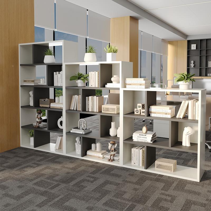 合办公室隔柜木质文件柜隔断柜-1柜简约资料柜组双面矮柜储物镂空