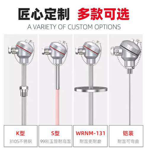 WRN耐温高铂铑热891电偶k型温控仪pt10感0温度传器铠温装度计探头