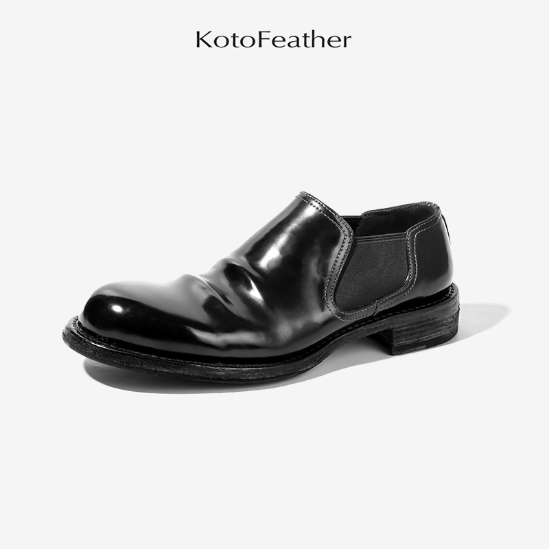 珡羽KotoFeather 高端马臀皮低帮切尔西英伦风固特异商务休闲皮鞋