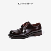 珡羽KotoFeather 皮鞋 德国马臀皮高端德比鞋 手工固特异皮底一片式