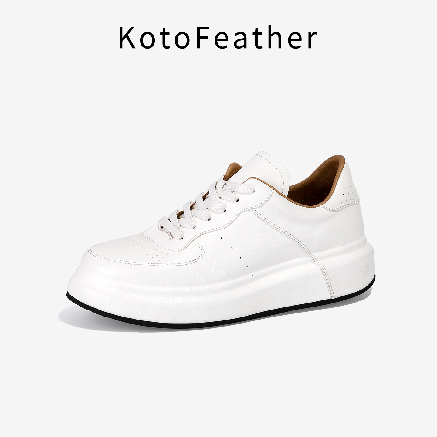 珡羽KotoFeather 水洗马皮小白鞋平底增高轻便舒适白色休闲板鞋,流行男鞋,休闲板鞋,淘宝优惠券,粉丝福利购,淘宝优惠卷