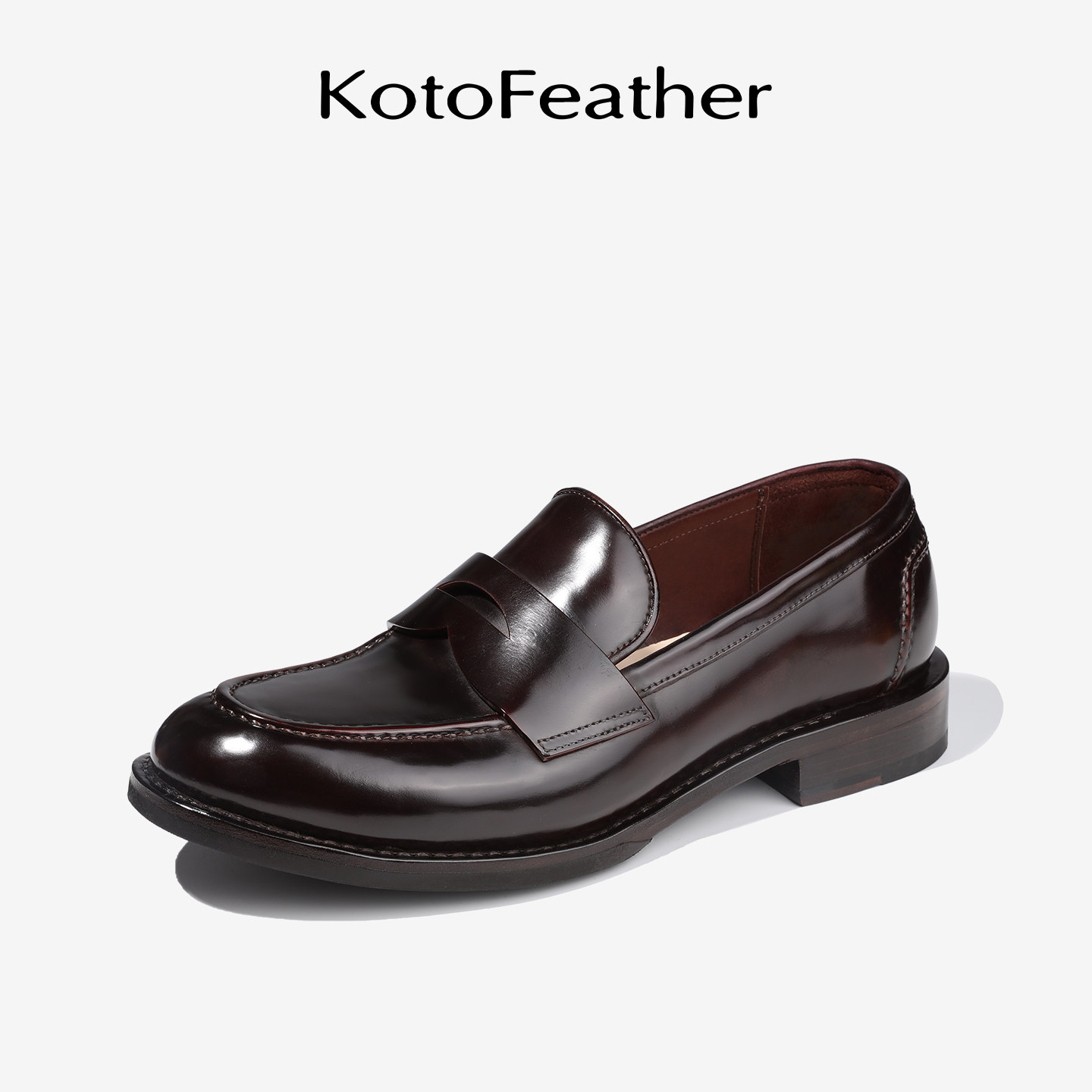 珡羽KotoFeather 马臀皮乐福鞋手工固特异一脚蹬夏季透气休闲皮鞋