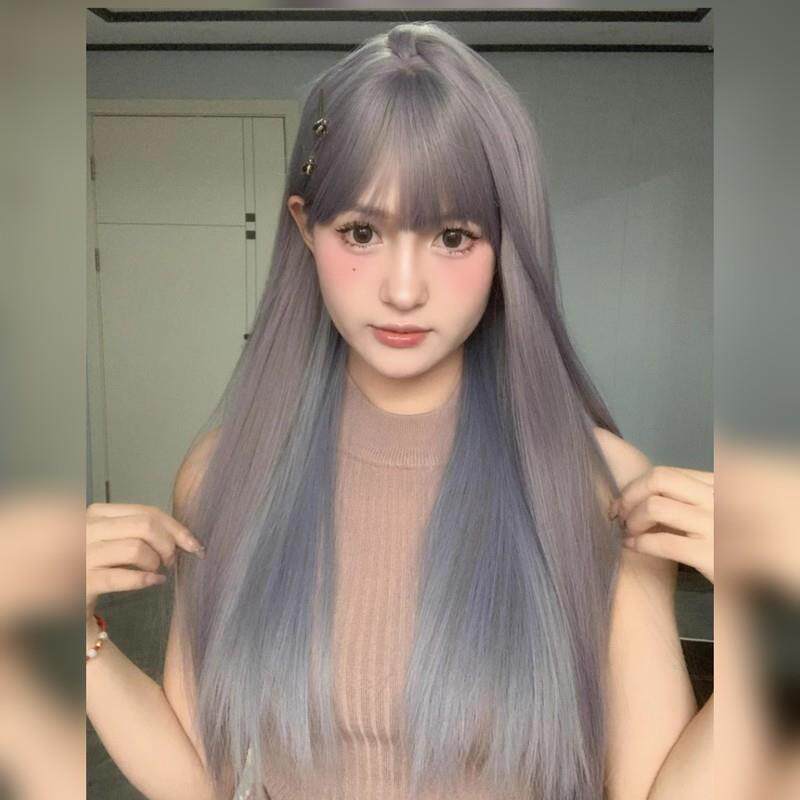 佐薇兰假发女长发渐变灰蓝色夏季显白新款长直发日常网红全头套式