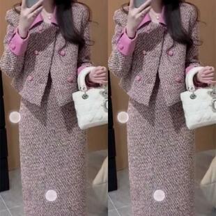 2024秋冬款抖音爆款小个子时尚香风套装裙女精致外套+显瘦半身裙