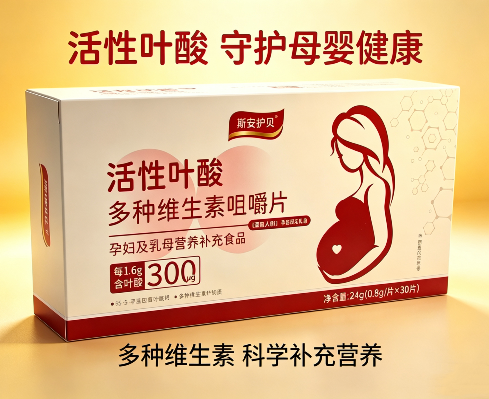 斯安护贝 活性叶酸多种维生素咀嚼片其他食品0.8g*30片