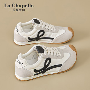 拉夏贝尔德训小白鞋女2026新款春夏季透气帆布鞋百搭轻便运动板鞋