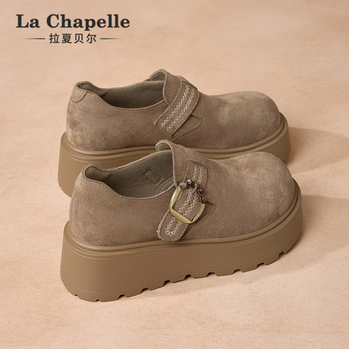 拉夏贝尔2025新款秋季厚底勃肯鞋