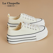 白色厚底增高小白鞋 拉夏贝尔帆布鞋 透气软底经典 春夏季 女2025新款