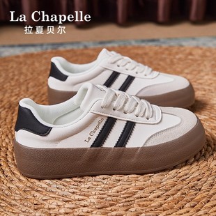 拉夏贝尔德训小白鞋女2026新款春夏爆款软底百搭厚底运动休闲板鞋