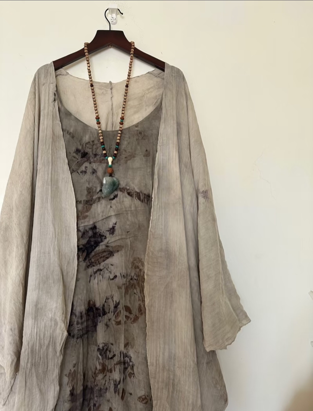 草木染全棉套装（吊带裙+蝙蝠袖外搭）