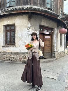 复古文艺蕾丝半裙三件套装 古城 纯手工植物染 25秋款