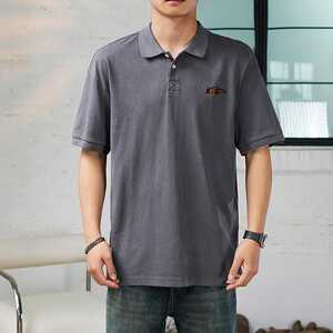 BetterMan|夏季美式复古字母刺绣短袖POLO衫男半门襟翻领休闲上衣
