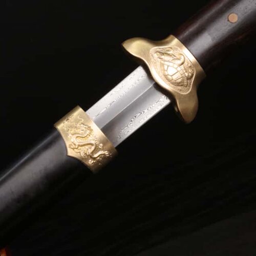 龙泉双手剑四圣冷兵器长剑余承惠训练花纹钢半硬黄铜太极未开刃