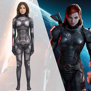 游戏扮演服 质量效应 氨纶紧身衣 cos Shepard 薛帕德 Femal