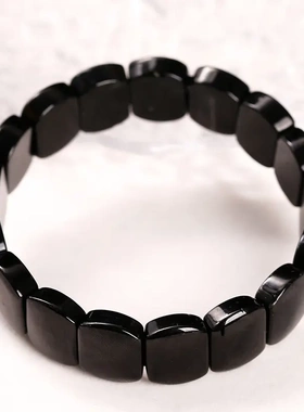 珠宝 天然黑碧玺手排男女款时尚纯色电气石手串礼物饰品