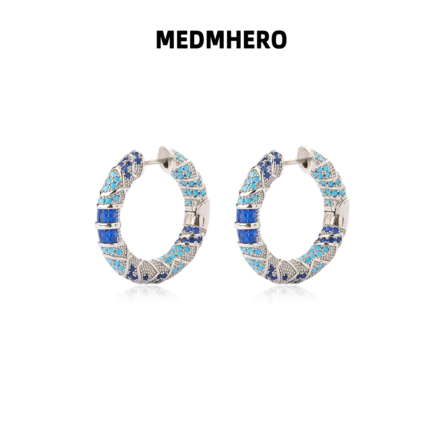 蓝色异域设计高级感时尚耳饰