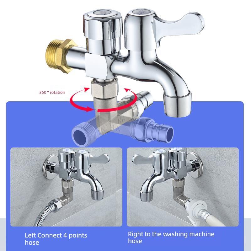 墙内6点进出防冻洗衣机水龙头25老式水管拖把池两用不锈钢/全铜