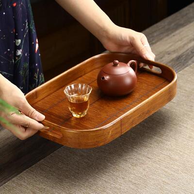 竹制席面托盘日式奉茶盘干泡茶台壶承文盘禅意功夫茶道配件收纳盘
