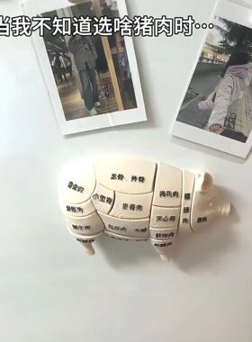 创意趣味抽象猪肉分割冰箱贴3D打印可拆磁吸拼装吃货整蛊厨房装饰