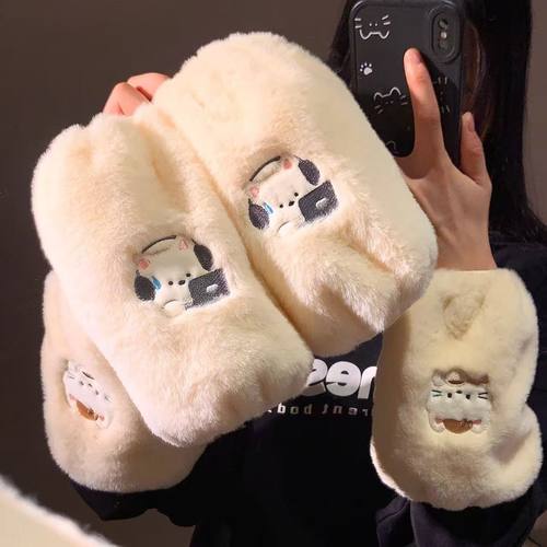 可爱小狗毛绒袖套秋冬上班