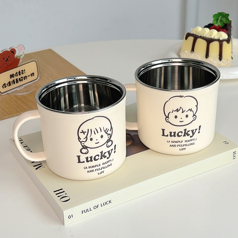 北欧情侣卡通杯304材质家用宿舍儿童马克杯可爱桌面咖啡牛奶杯,餐饮具,咖啡杯,淘宝优惠券,粉丝福利购,淘宝优惠卷