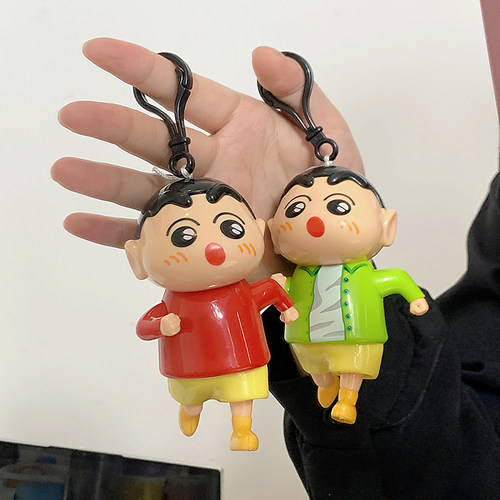 蜡笔小新会奔跑拉绳钥匙扣小新公仔挂件儿童玩具可爱玩偶发条玩具