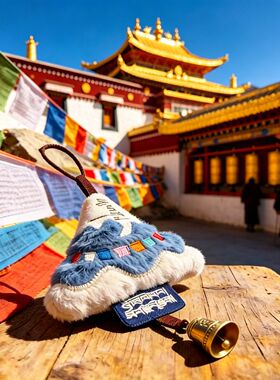岗仁波齐挂件西藏祈福刺绣挂饰文创纪念伴手礼物旅游拍照铃铛挂件