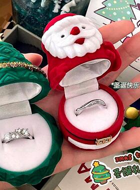 圣诞节戒指盒可爱稀奇小众耳钉首饰收纳盒ins精致学生礼物收纳盒