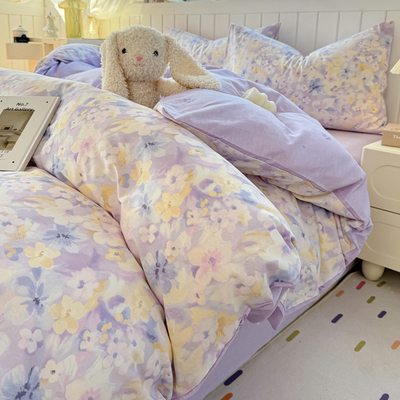 开学季100%纯棉全棉四件套小清新床上用品小花被套宿舍床单三件套